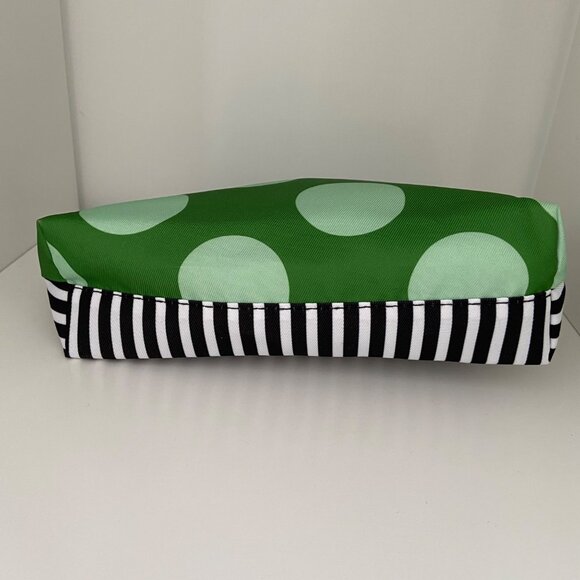 Clinique X Kate Spade Cosmetic Bag Black & White Stripes Green Polka Dots Zipper - Picture 6 of 10